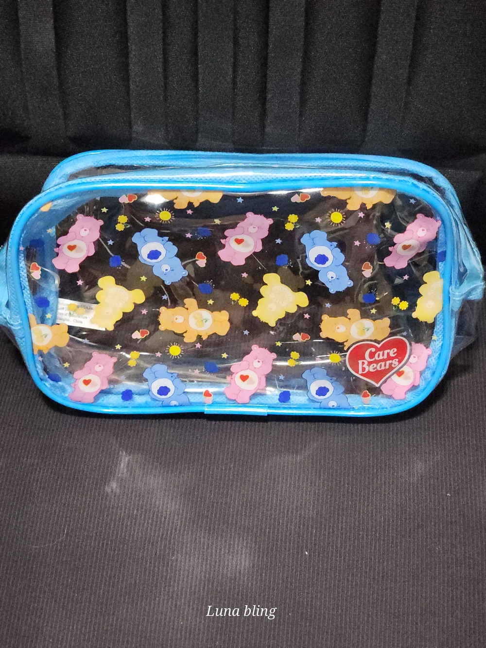 Care Bears Clear Pouch with Blue Trim and Multicolor Bear Print